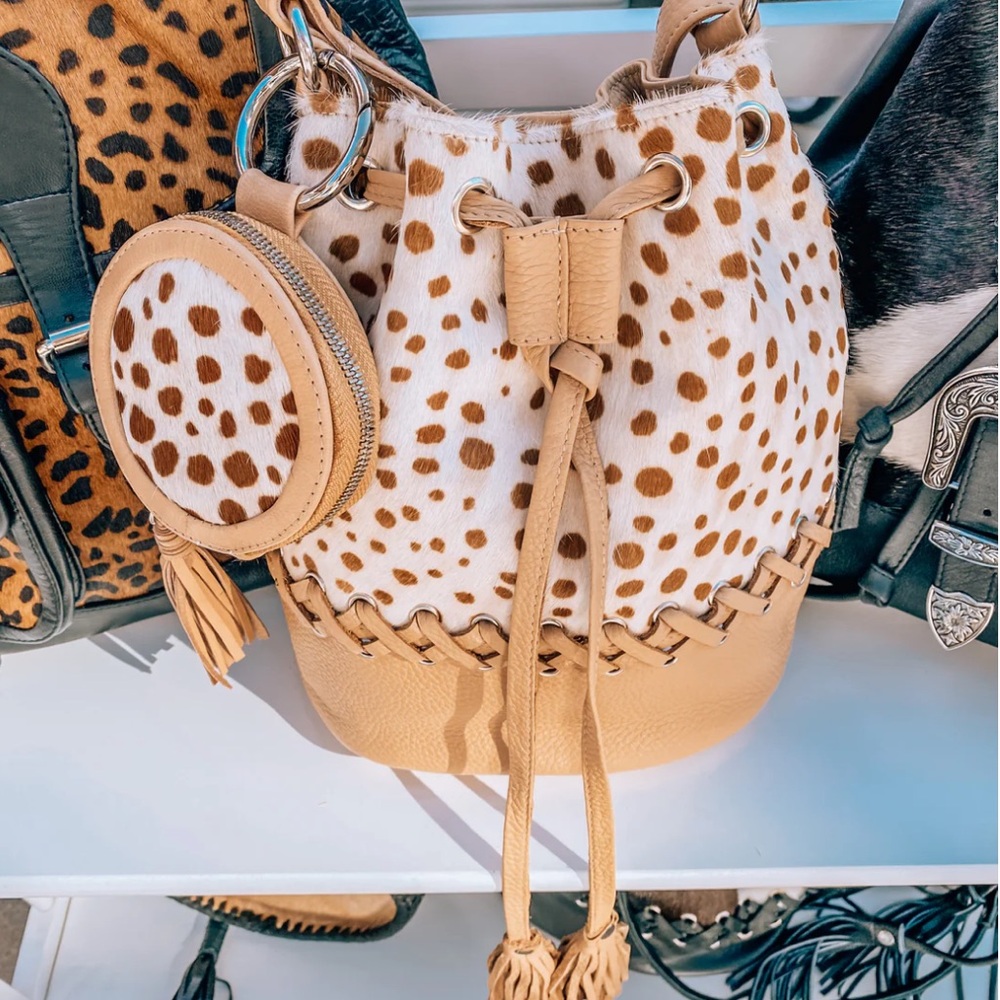Saudara Genuine Leather Cowhide Handmade Tan Bucket Bag